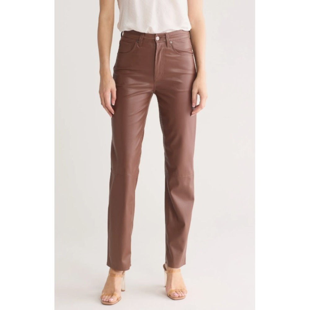 AG JEANS® (SIZE 27) ALEXXIS™ Hi-Waist Faux Leather Straight Leg Pants - $328